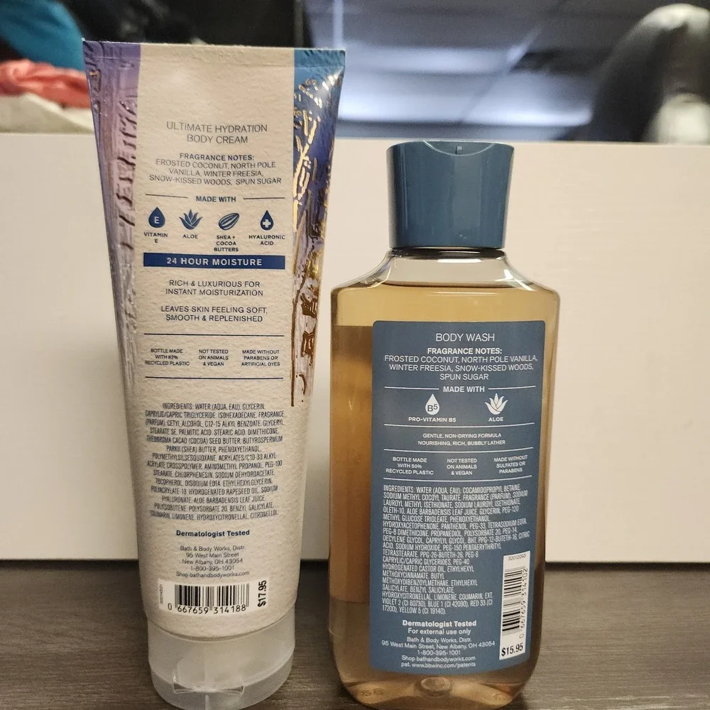 Bath & Body Works Full Size Frosted Coconut Snowball Set -Body Cream & Body Wash